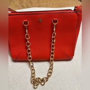 Tory Burch Poppy Red Small Zip Tote 12” x 8.5
